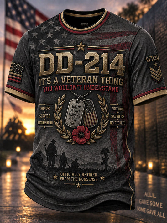 Men's Veterans Day Print Casual T-Shirt