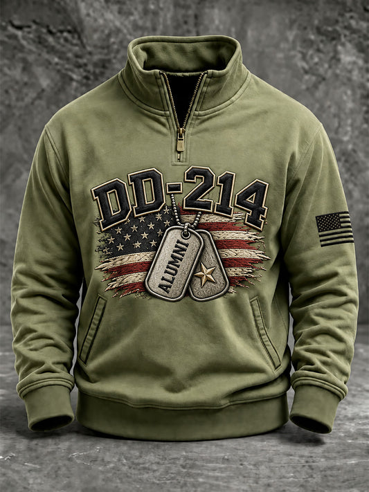 Men's Veterans Day DD-214 Alumni US Flag Print Casual Top