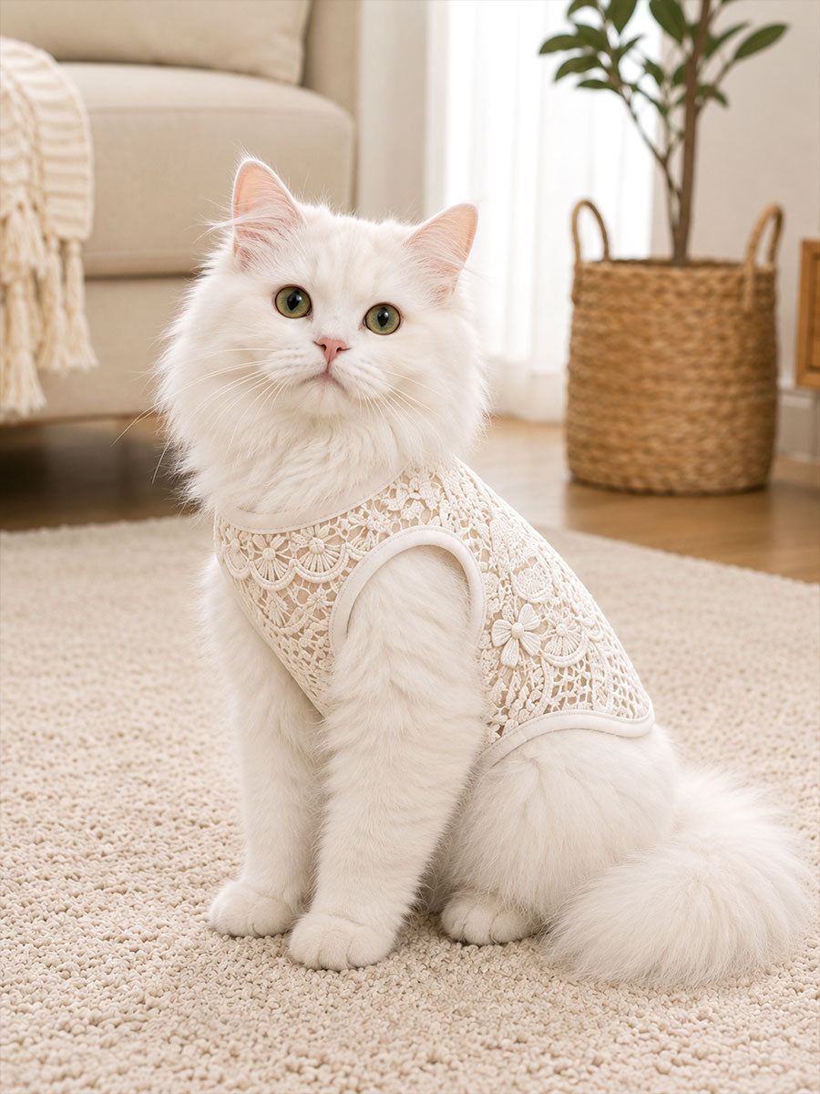 Floral Lace Print Cat Vests