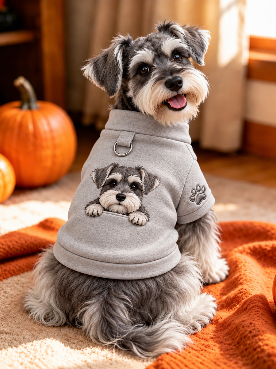 Cute Schnauzer Print Dog Short-Sleeve Shirt (with D-ring)