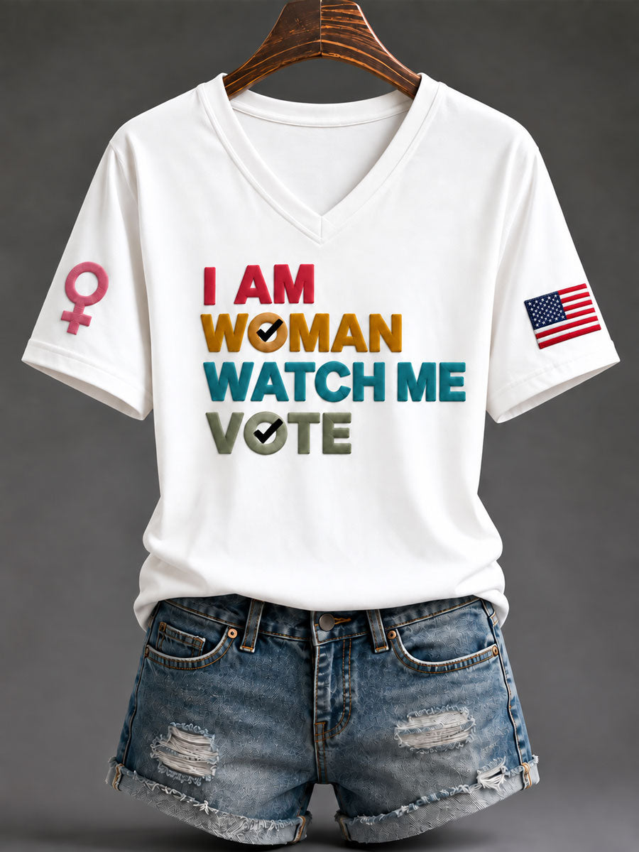 Women's "I Am Woman Watch Me Vote" Graphic Casual T-Shirt