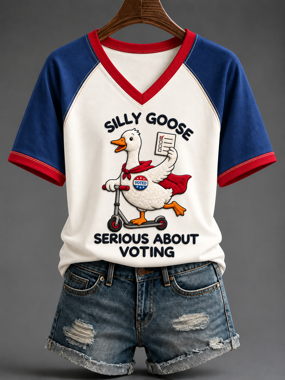 Women's VOTE V-neck Off-shoulder Short-sleeved T-shirt