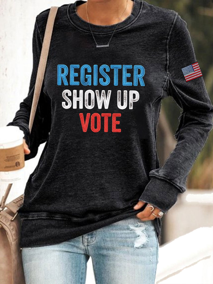 Women's REGISTER SHOW UP VOTE Polyester Waisted Sweatshirt