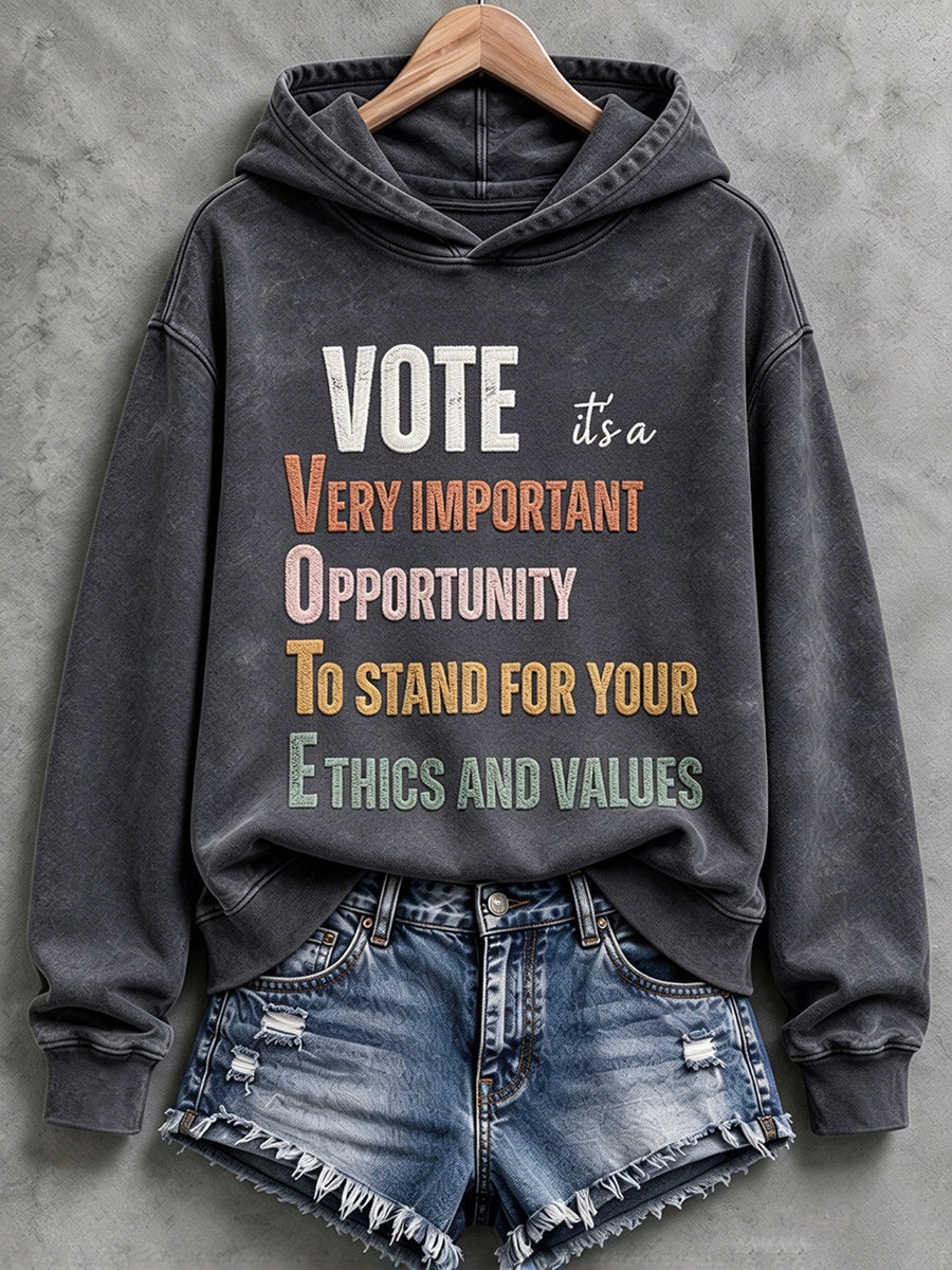 Women's VOTE Print Casual Hoodie