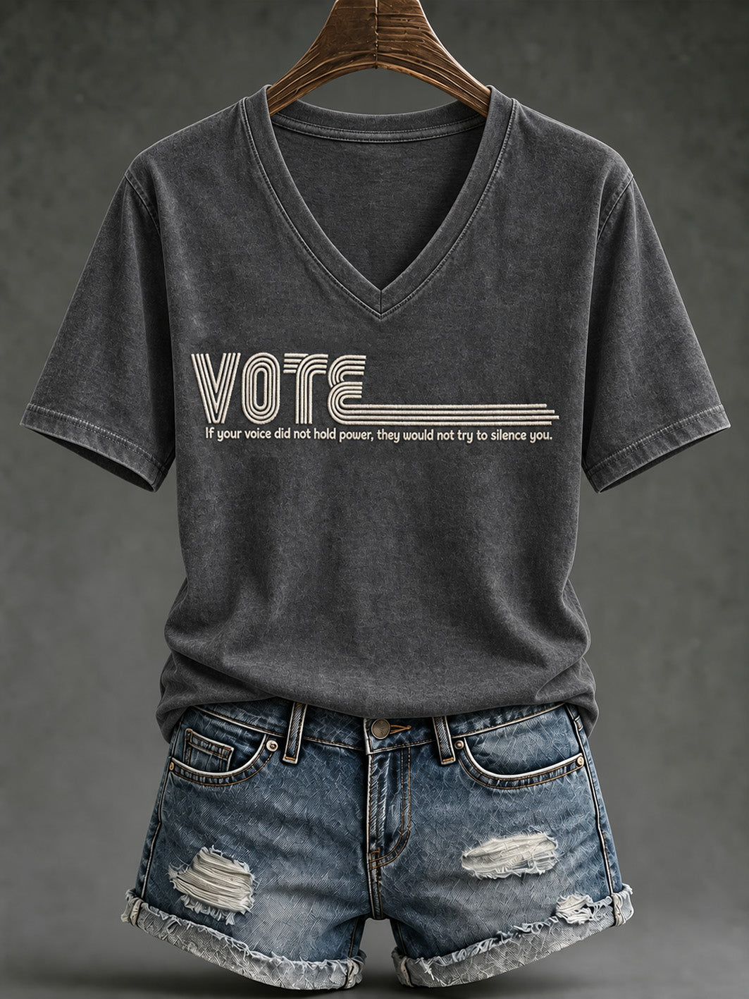 Women's VOTE pattern printed causal short-sleeved T-shirt