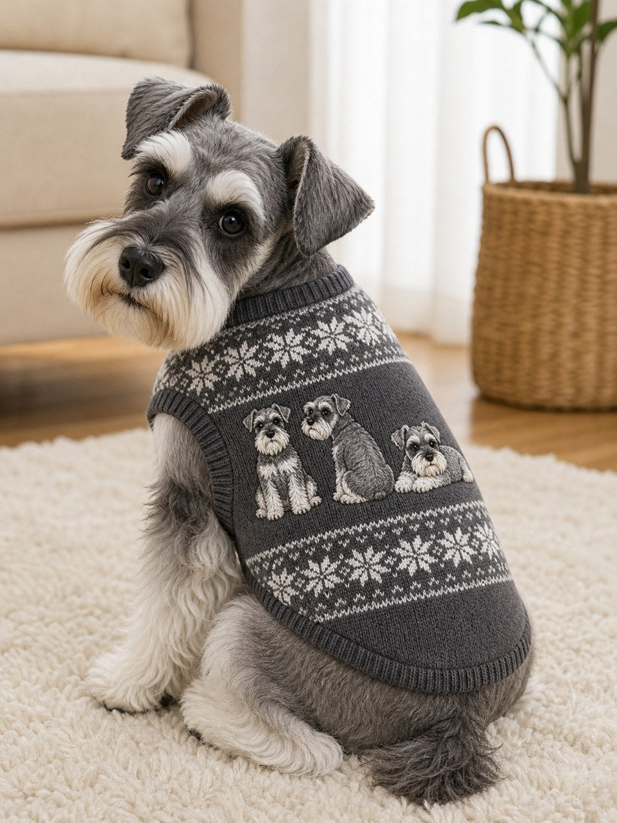 Vintage Schnauzer Dogs Isle Pattern Print Pet Sleeveless Vest