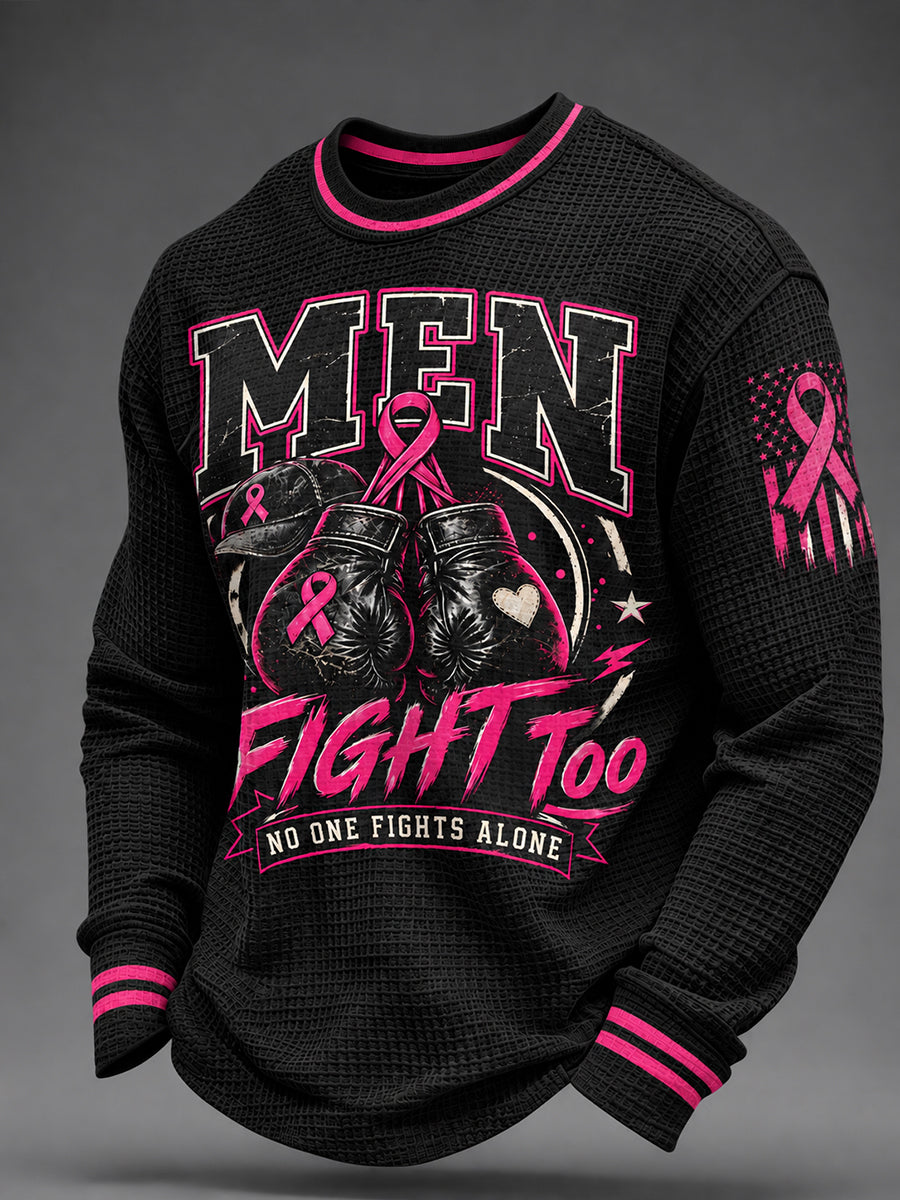 Men's Breast Cancer Awareness Real Men Wear Pink Waffle Sweatshirt