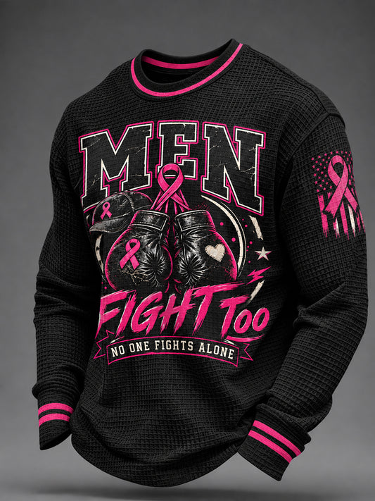 Men's Breast Cancer Awareness Real Men Wear Pink Waffle Sweatshirt