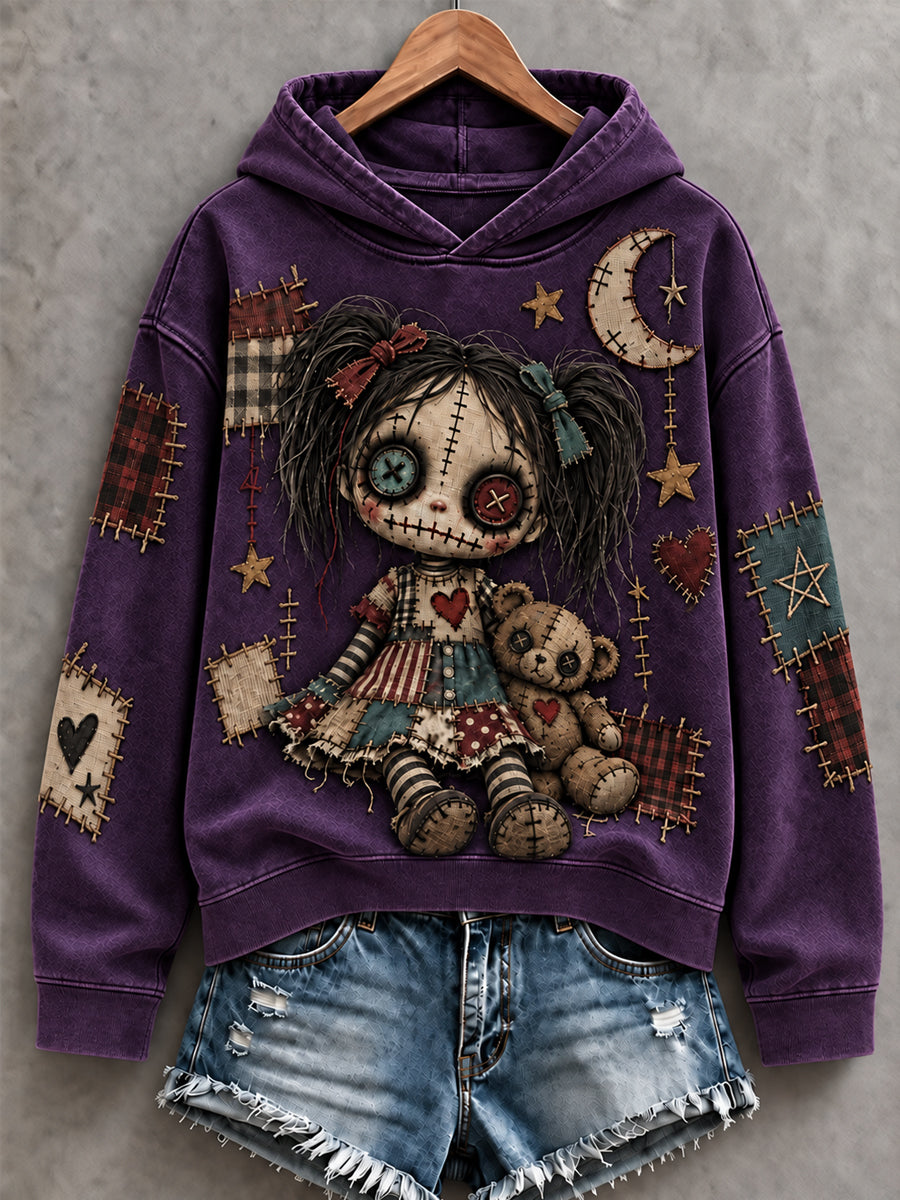 Women's Halloween Art Patchwork Print Casual Hoodie