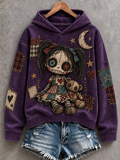 Women's Halloween Art Patchwork Print Casual Hoodie