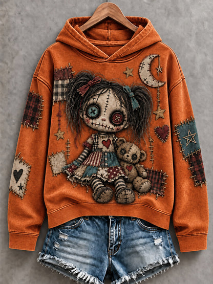 Women's Halloween Art Patchwork Print Casual Hoodie