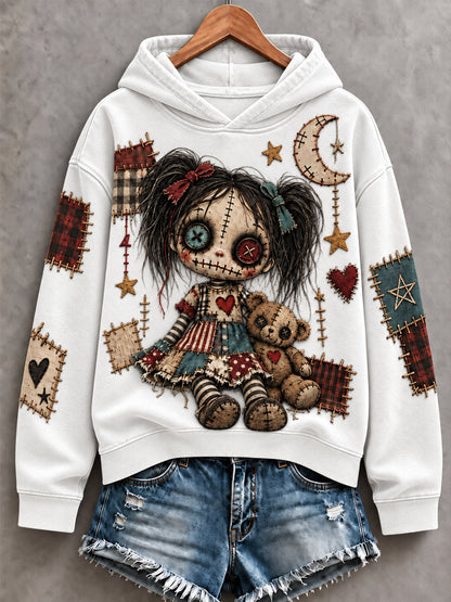 Women's Halloween Art Patchwork Print Casual Hoodie