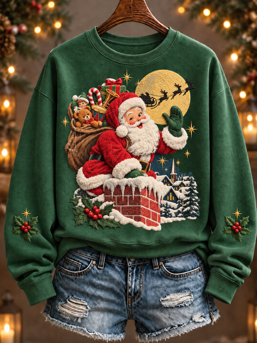Women's Christmas Santa Claus Art  Regular Sweatshirt