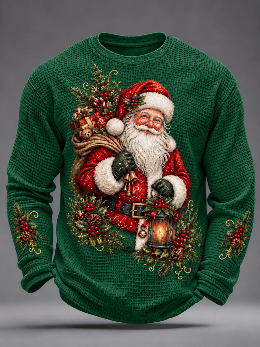 Men's Christmas Santa Claus Art  Waffle Long Sleeve T-Shirt