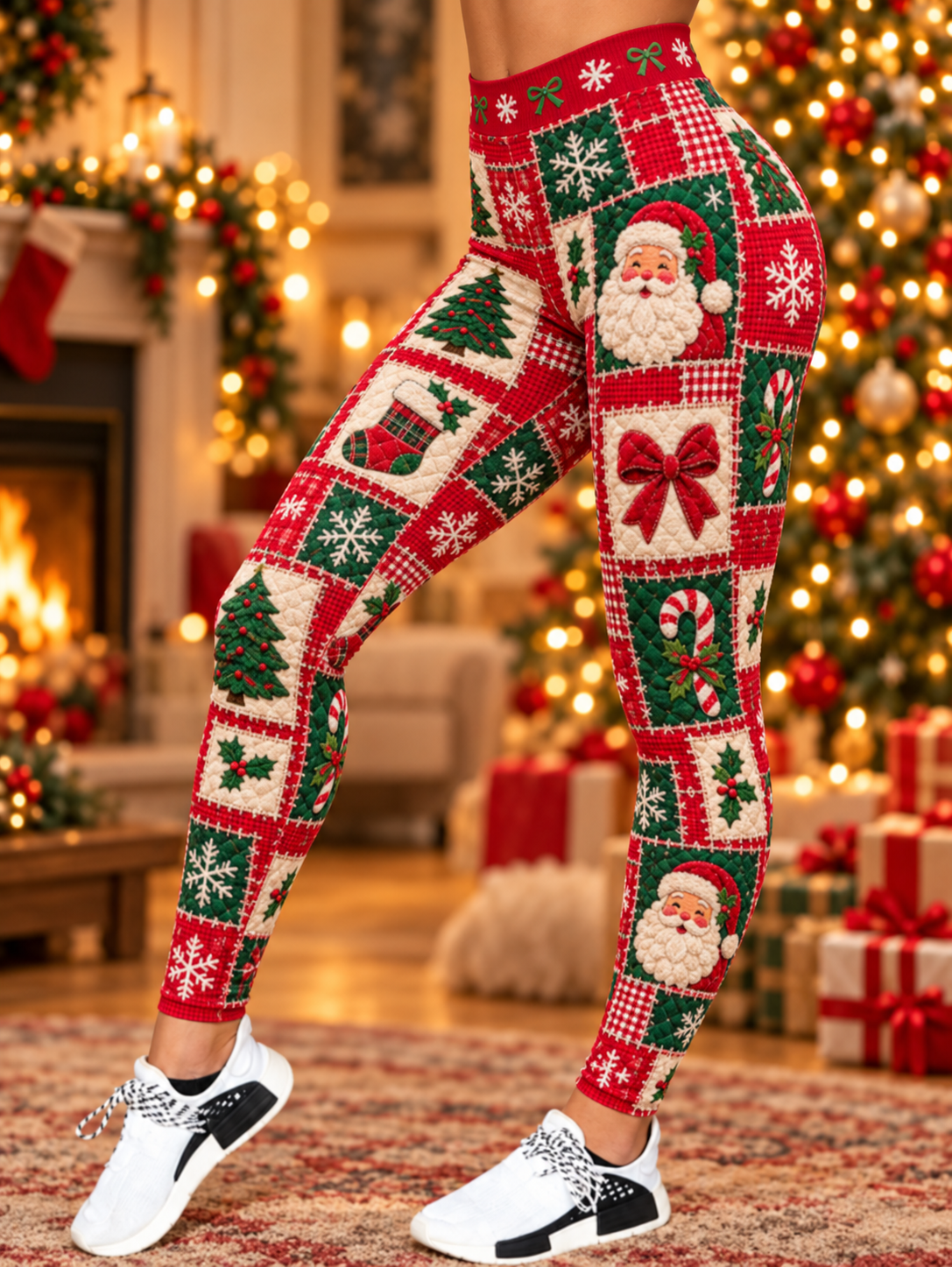 Women's Christmas Patchwork Art bottoms
