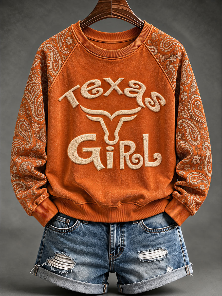 Women's Football Game Day Print Casual Raglan Sleeve Sweatshirt