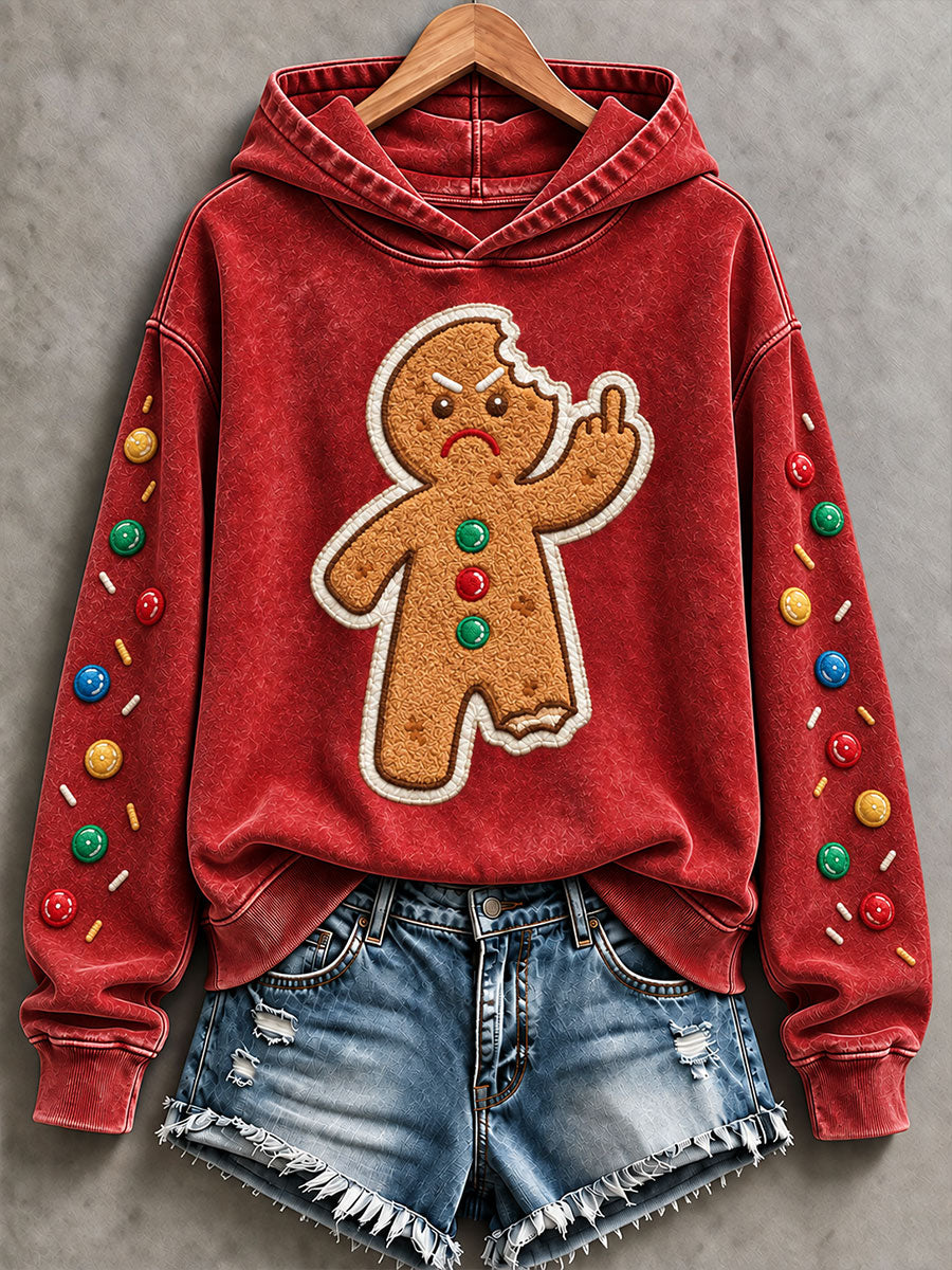 Women's Fun Gingerbread Man Christmas Print Regular Sweatshirt