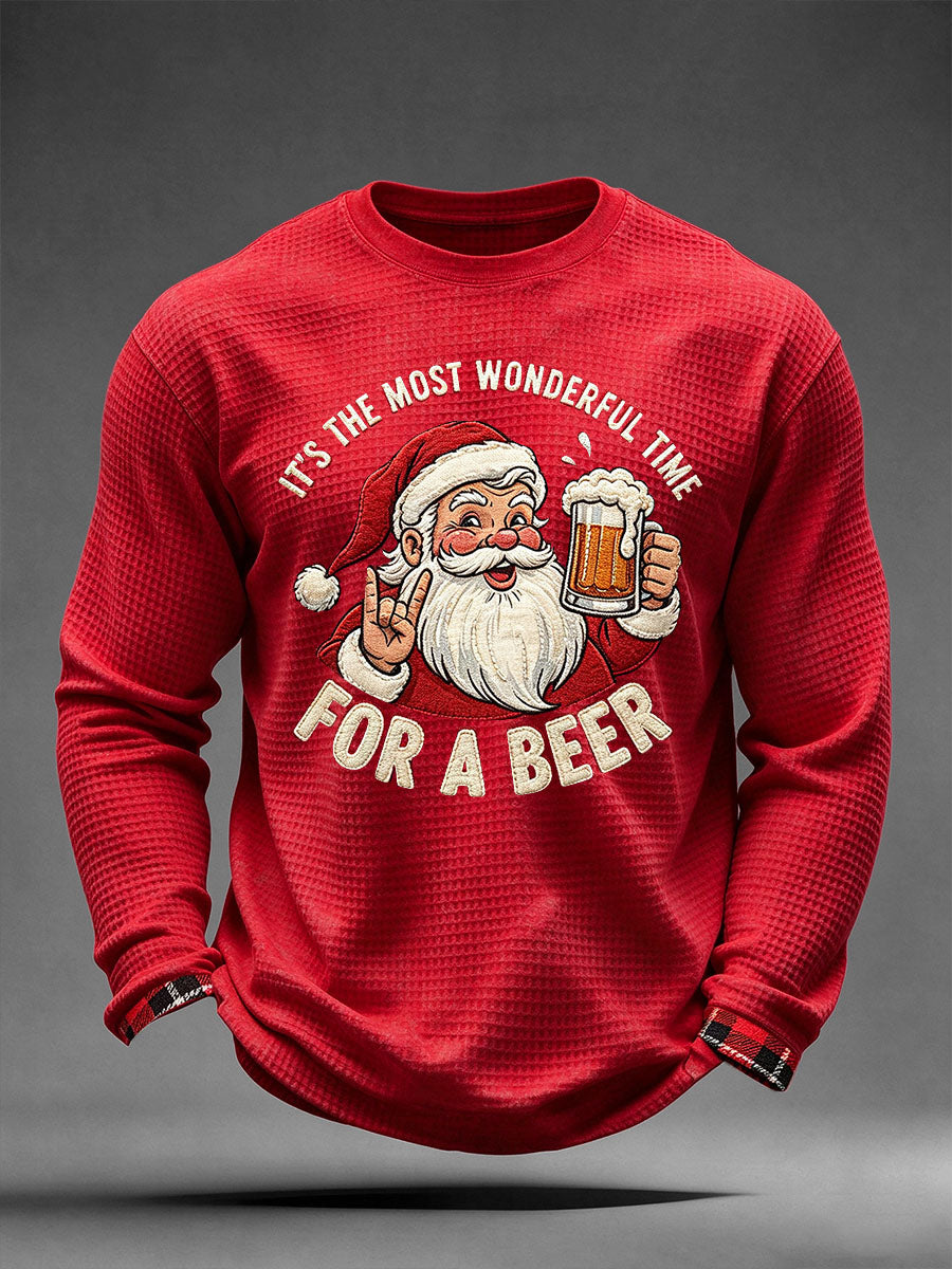 Men's It's The Most Wonderful Time For A Beer Waffle Long Sleeve T-Shirt