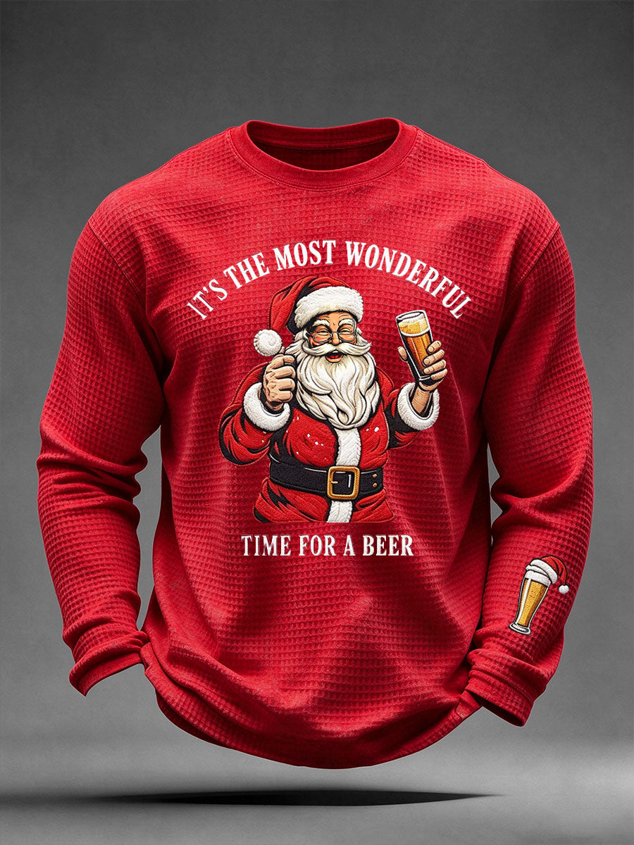 Men's It's The Most Wonderful Time For A Beer Waffle Long Sleeve T-Shirt