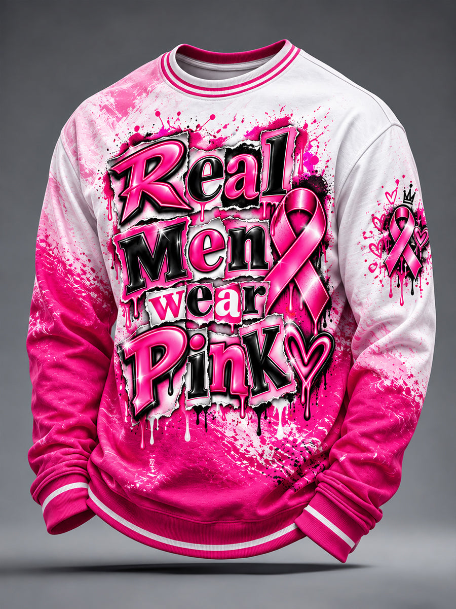 Men's Breast Cancer Awareness Real Men Wear Pink Sweatshirt