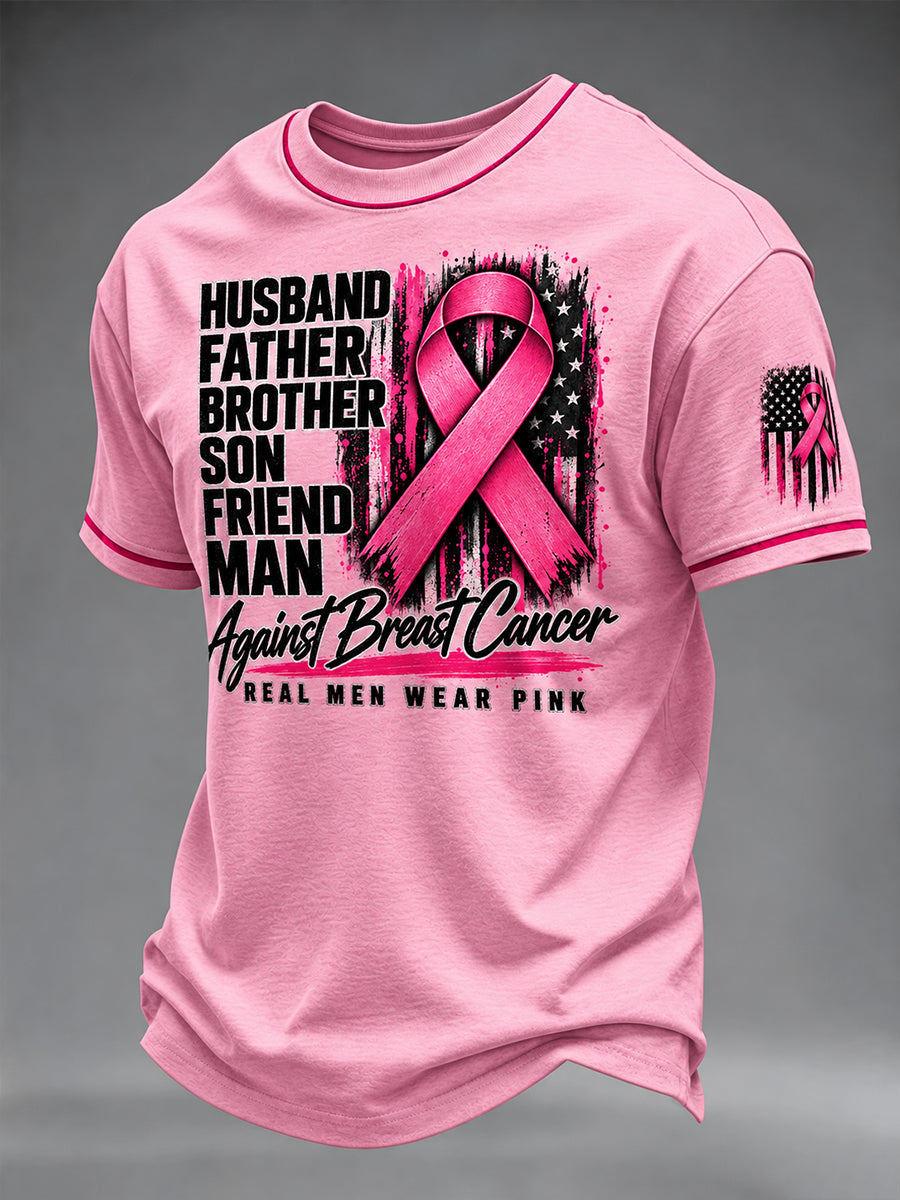Men's Real Men Wear Pink Breast Cancer Awareness T-shirt