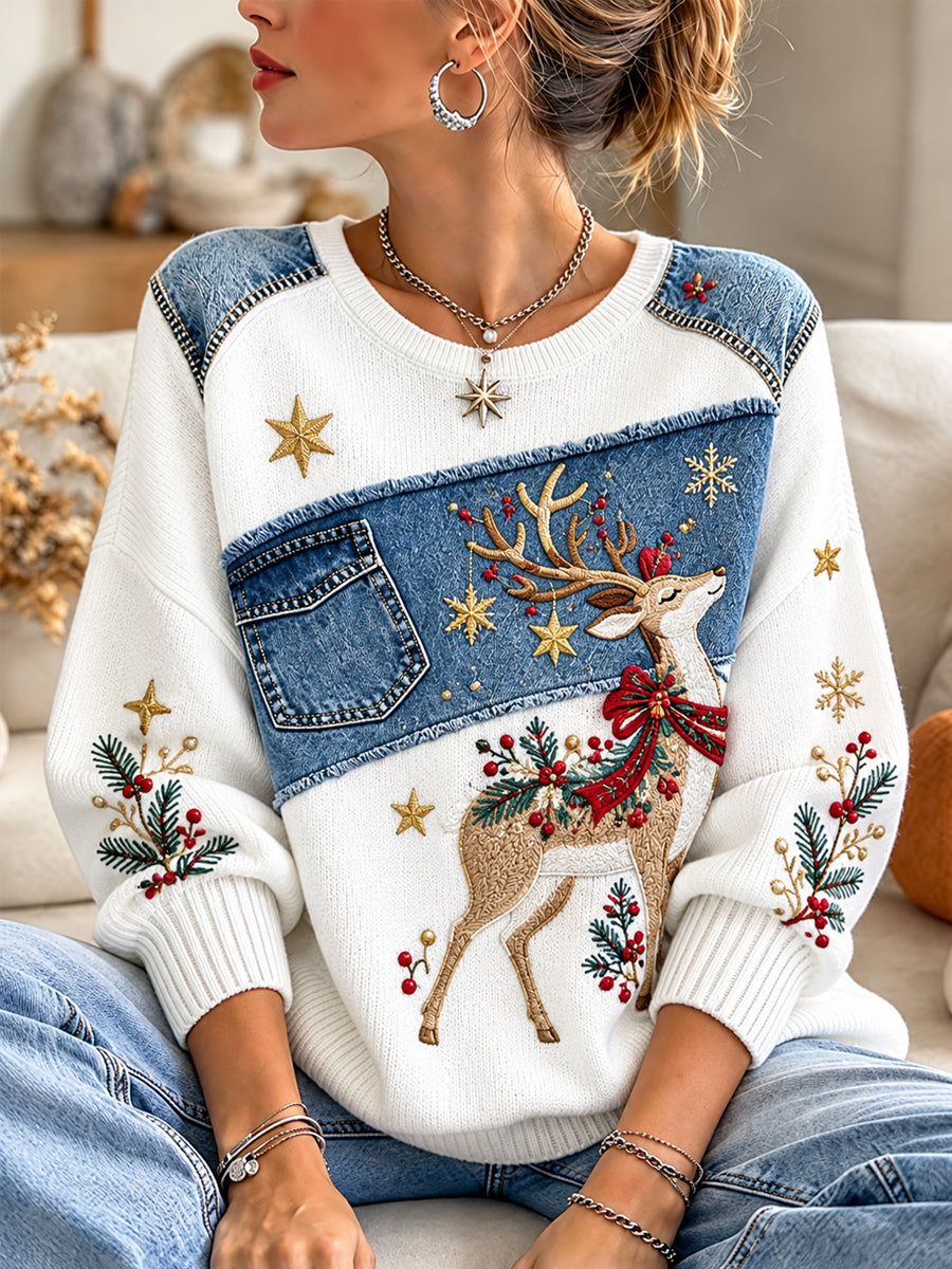 Women's Christmas Deer Print Casual Sweater