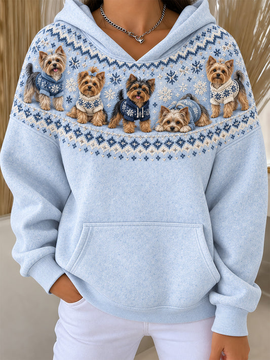 Women's Yorkie Dogs Pattern Design Casual Hoodie