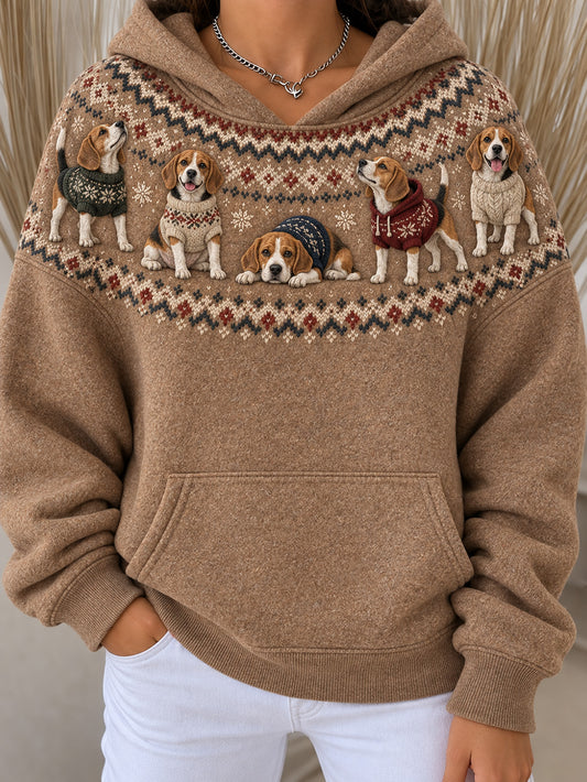Women's Beagle Dogs Pattern Design Casual Hoodie