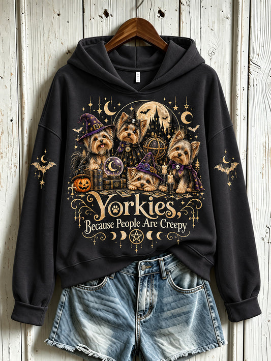 Women's Yorkies People Are Creepy Pattern Causal Sweatshirt