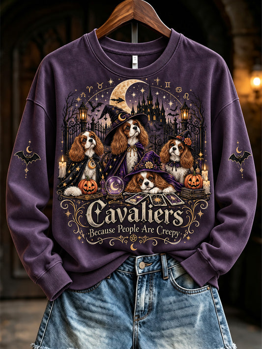 Women's Cavaliers People Are Creepy Pattern Causal Sweatshirt