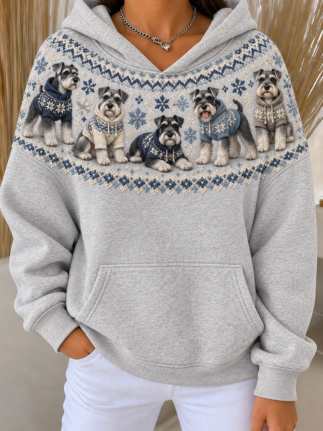 Women's Miniature Schnauzer Dogs Patten Causal Hoodie