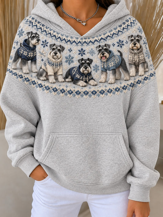Women's Miniature Schnauzer Dogs Patten Causal Hoodie