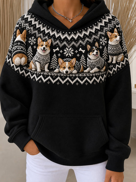 Women's Corgi Dogs Pattern Causal Hoodie