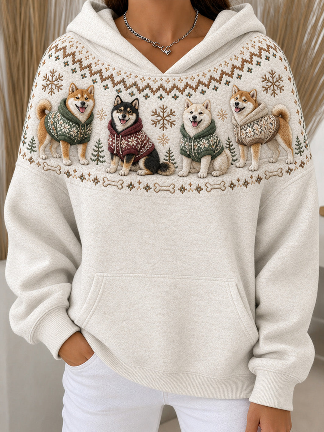 Women's Shibas Pattern Causal Hoodie