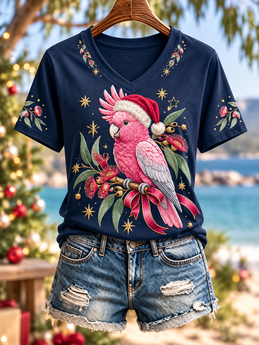 Women's Australian Christmas printed short-sleeved T-shirt