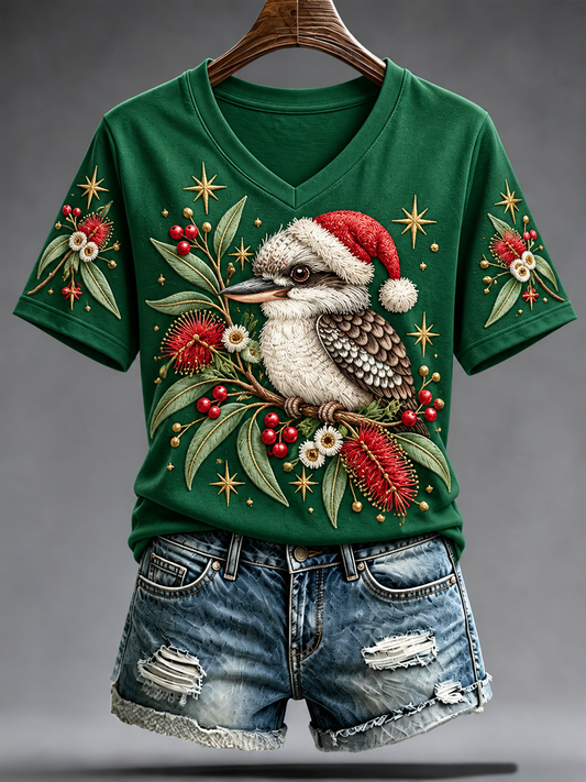 Women's Australian Christmas printed short-sleeved T-shirt