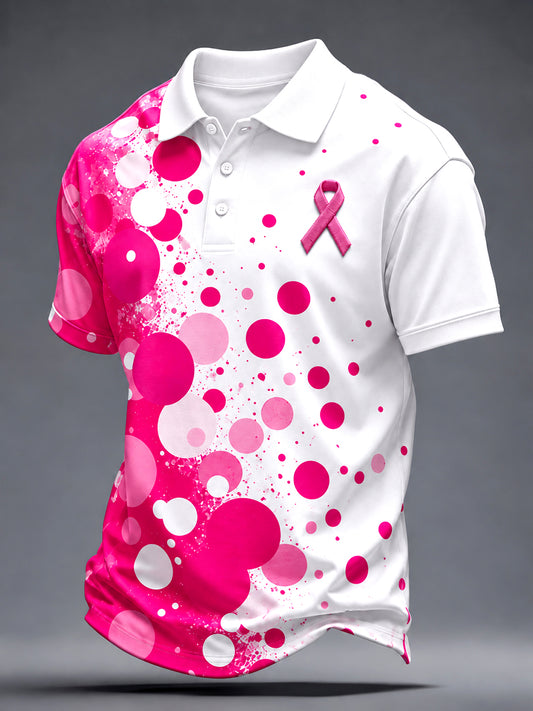 Men's Real Men Wear Pink Breast Cancer Awareness Print Shirt