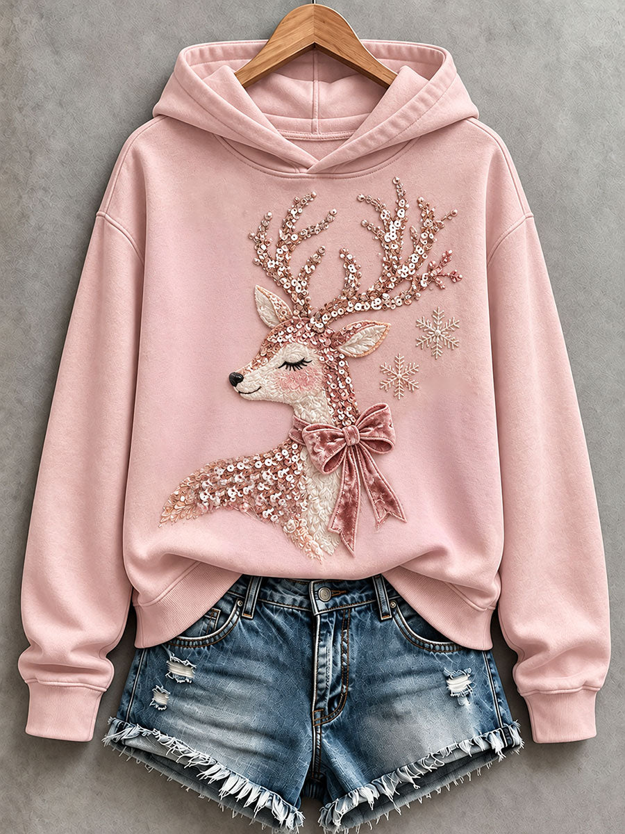 Women's Cute Pink Elk Hoodie