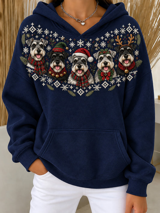 Women's Christmas Schnauzers Pattern Causal Hoodie