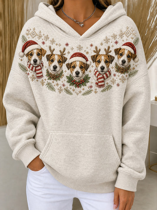 Women's Christmas Jack Russell Terrier Dogs Pattern Causal Hoodies