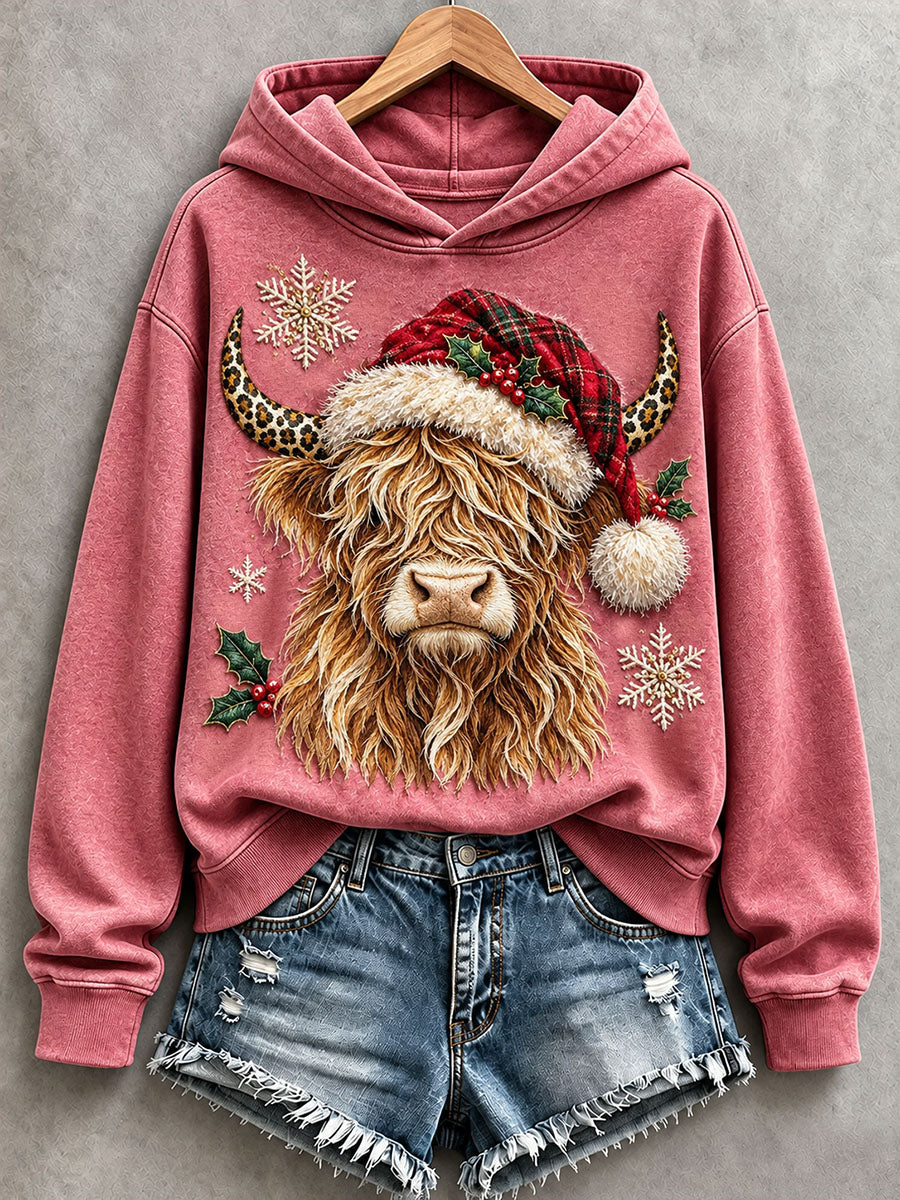 Women's Christmas Highland Cow Hoodie