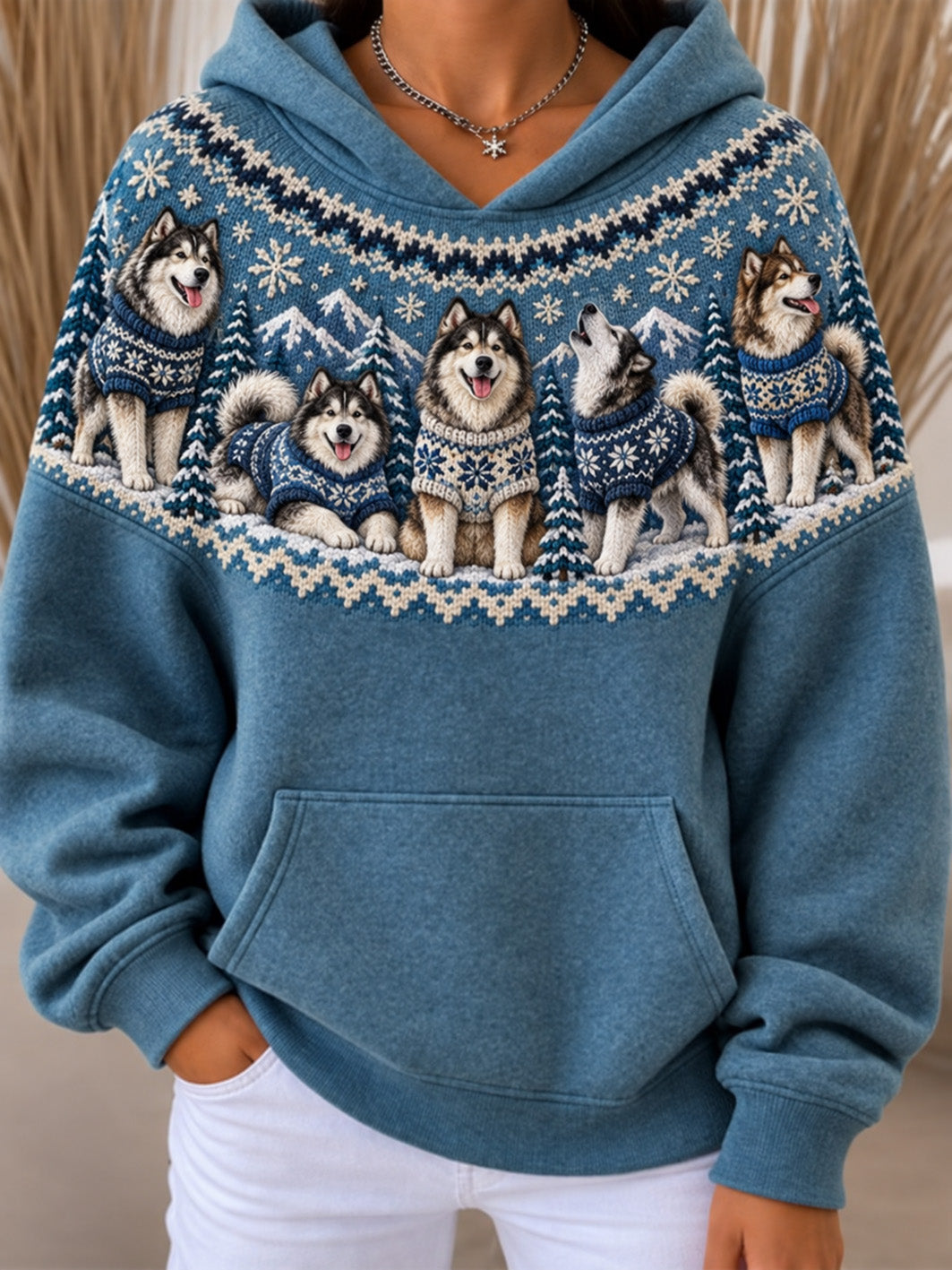 Women's Alaskan Malamutes Pattern Causal Hoodie