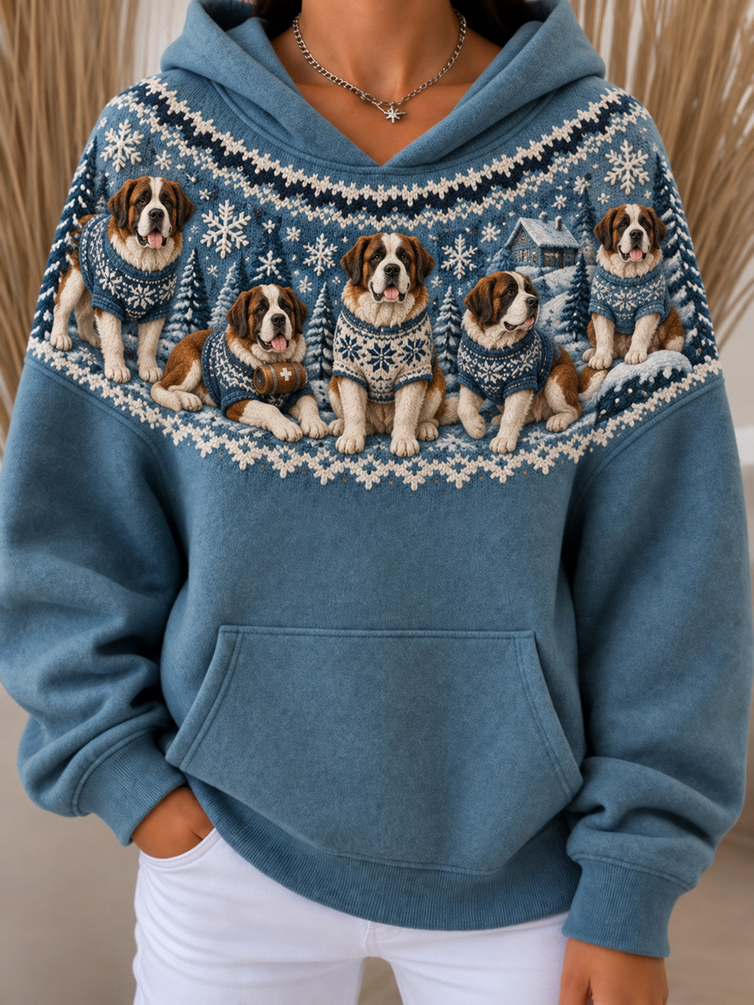 Women's Saint Bernards Pattern Causal Hoodie