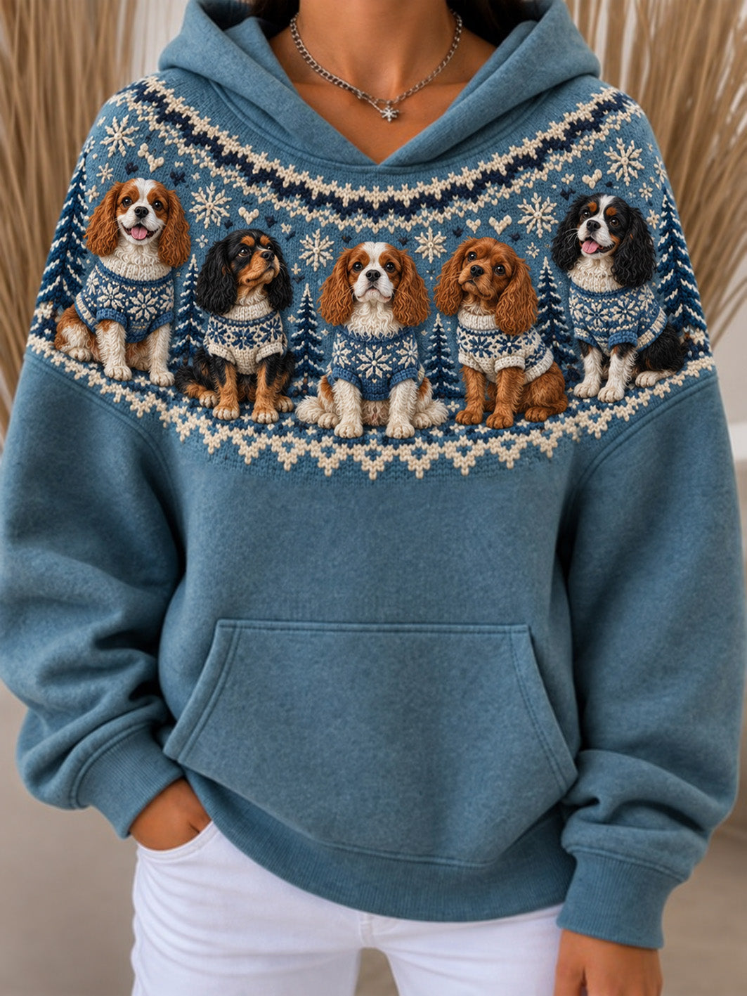 Women's Charles Dogs Pattern Causal Hoodie