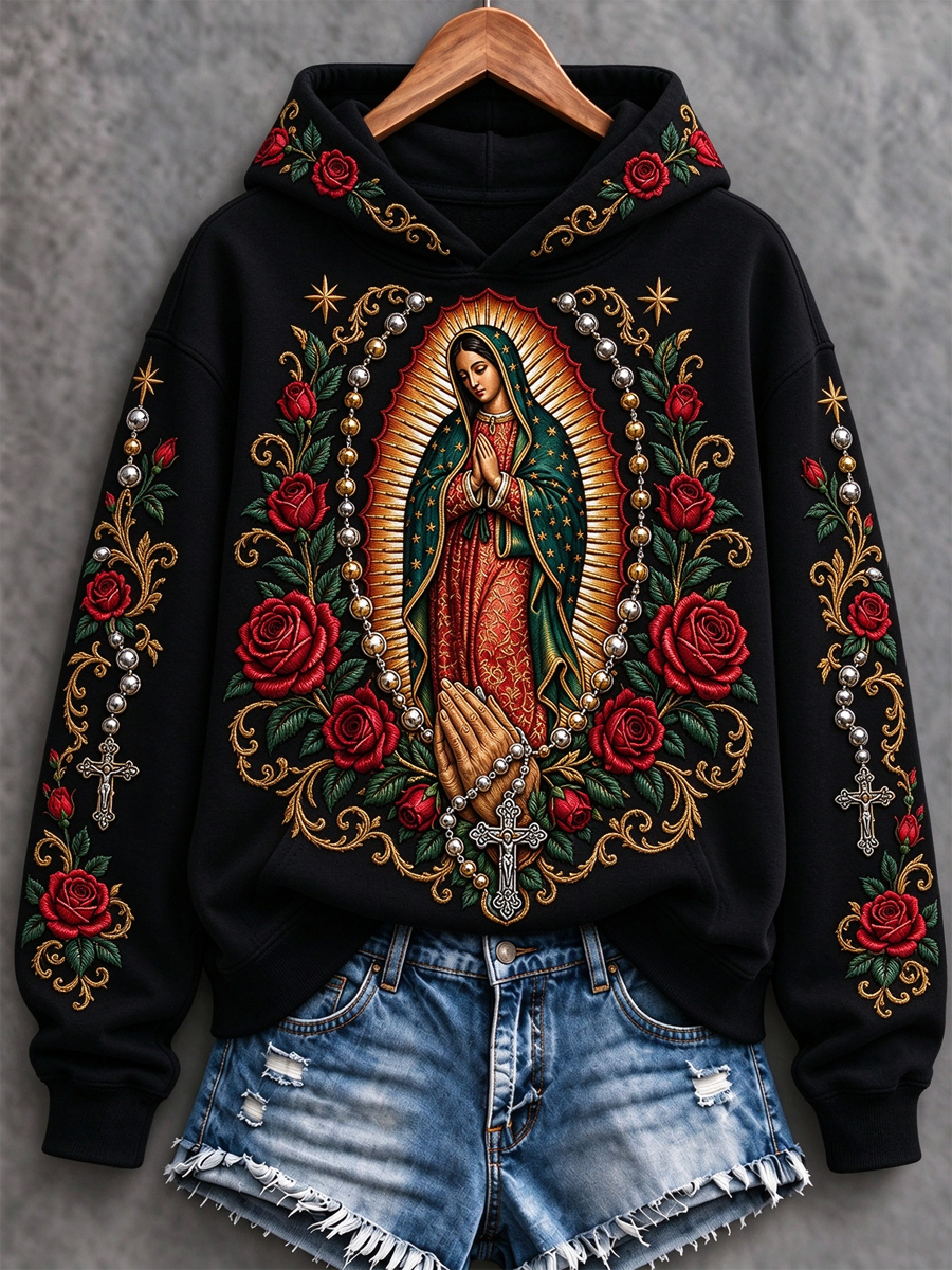 Women's Feast of Our Lady of Guadalupe art Printed Regular Sweatshirt