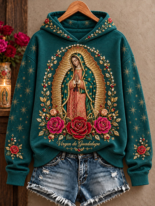 Women's Our Lady of Guadalupe Day Faith Lover Art Printed Hoodie