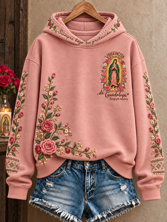 Women's Mexico Our Lady of Guadalupe Day Faith Art Printed Hoodie