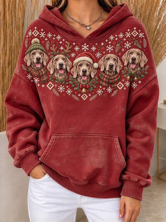 Women's Christmas Whippets Pattern Causal Hoodies