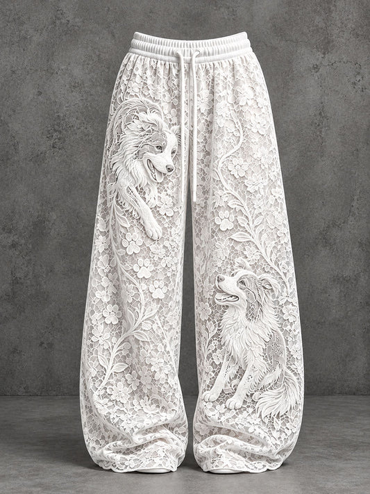 Women's Border Collie Print Casual Pants