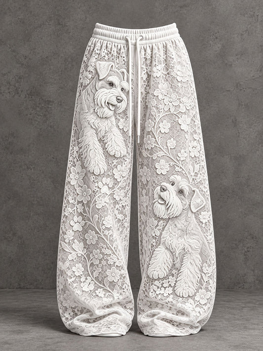 Women's Schnauzer-Print Casual Pants